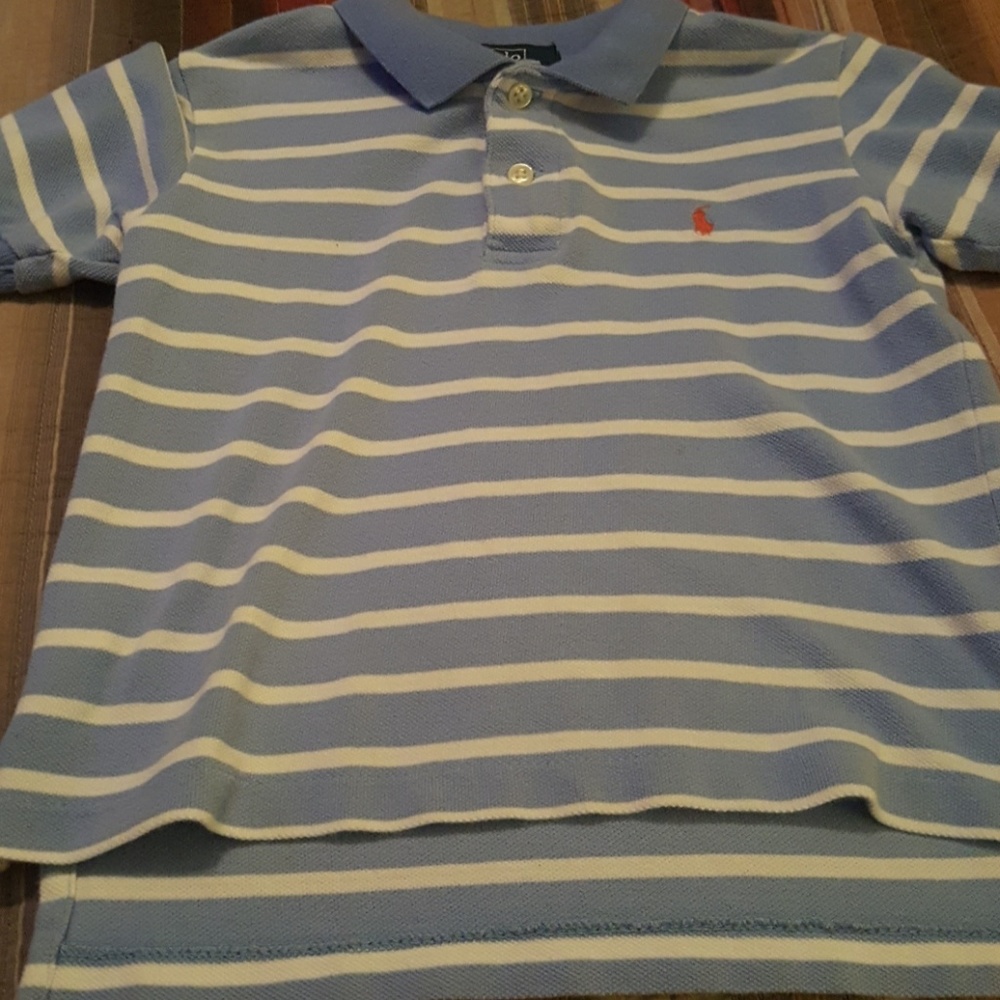 Powder Blue white striped shortsleeve Polo shirt
